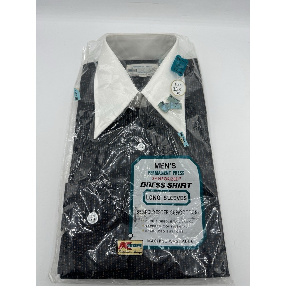 Vintage 70s Kmart Permanent Press Dress Shirt Mens 14.5 33 NOS Disco